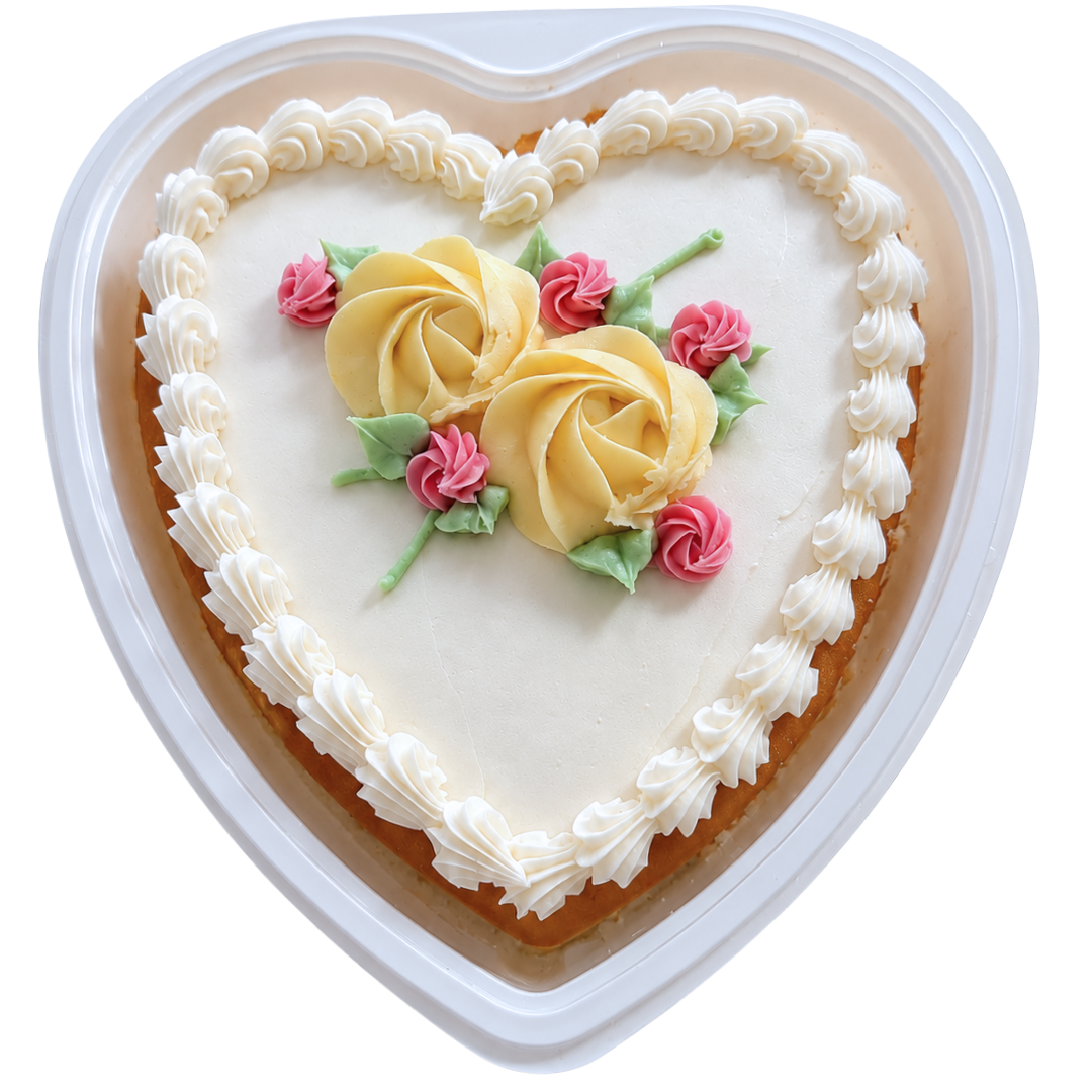 Yellow Rosette Heart Cake
