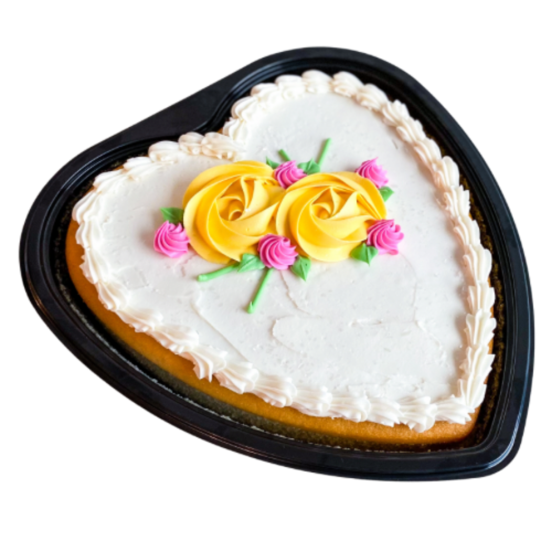 Yellow Rosette Heart Cake