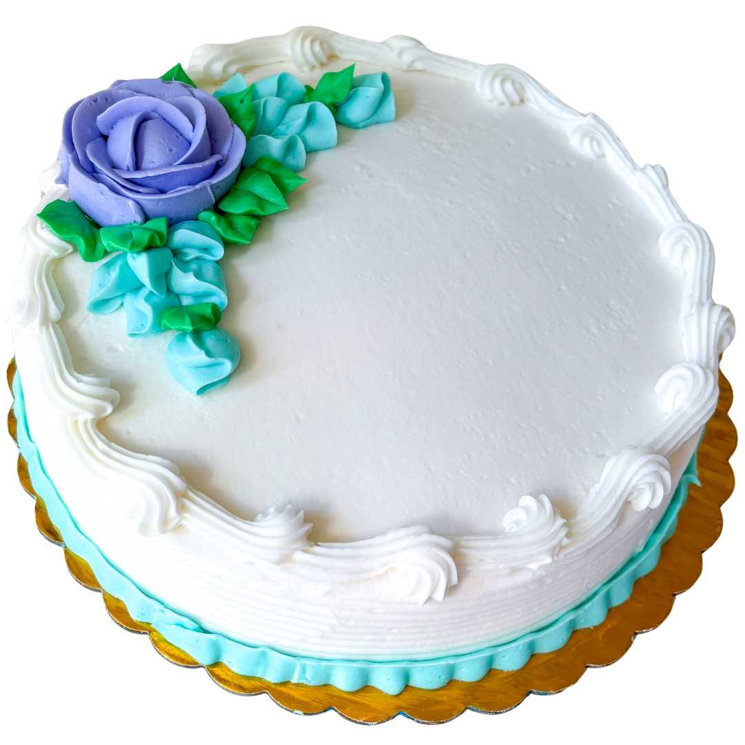 Purple and Teal Rose Round Cake
